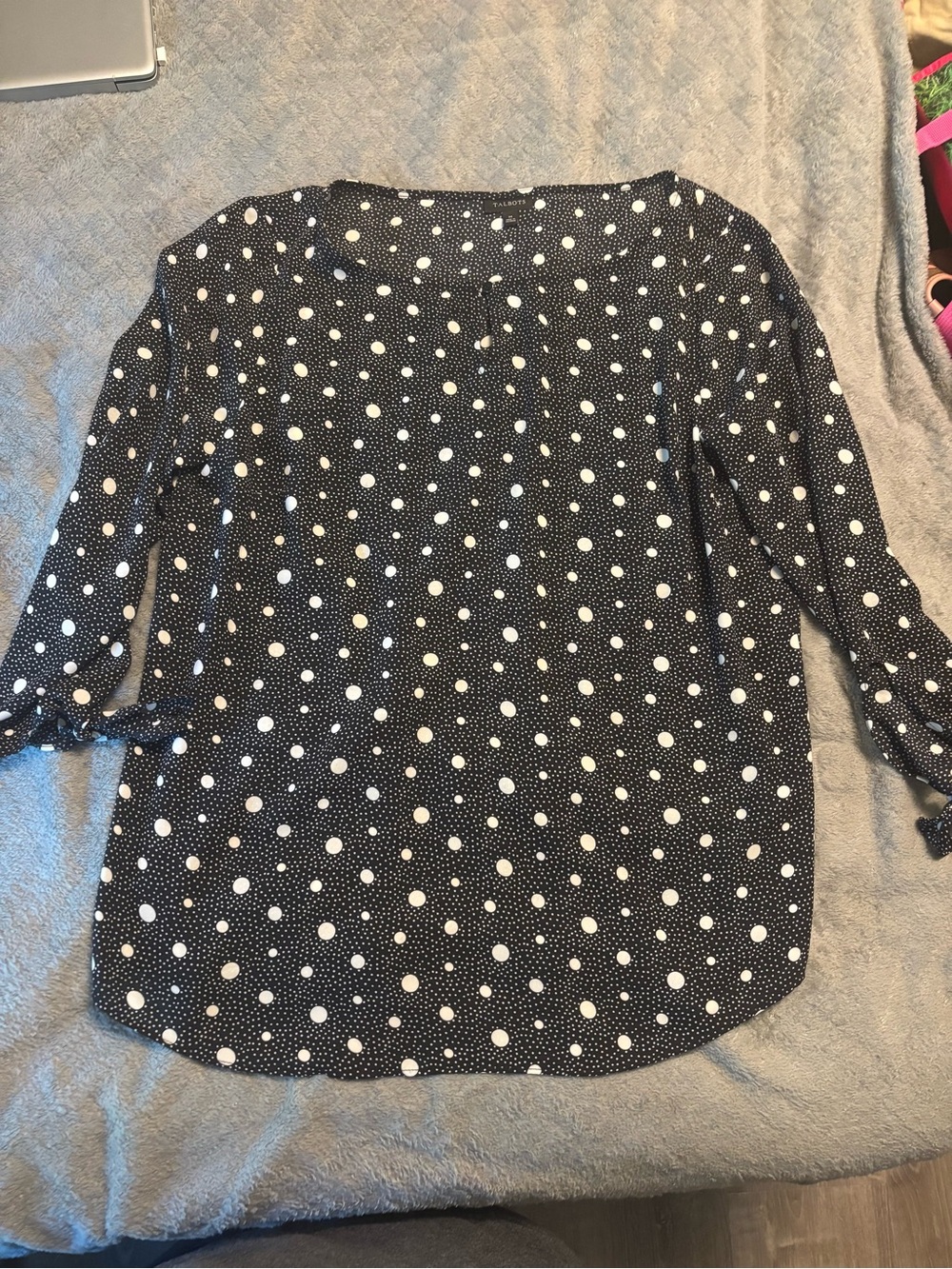Talbots Black and White Polka Dot Blouse